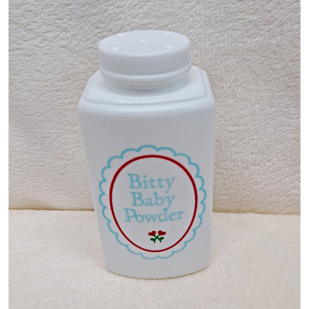 Pleasant Company Bitty Baby Powder Empty Plastic Bottle Container White